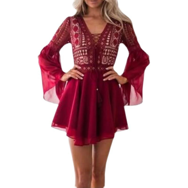 Robe Bohème à Manches Longues et Broderie