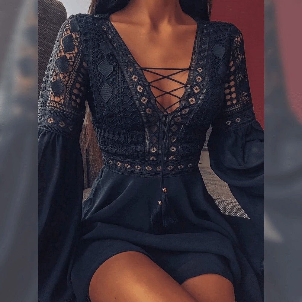 Robe Bohème à Manches Longues et Broderie