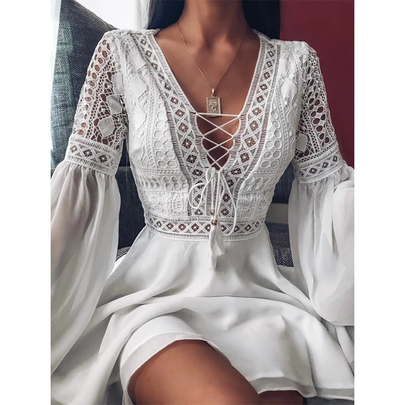 Robe Bohème à Manches Longues et Broderie