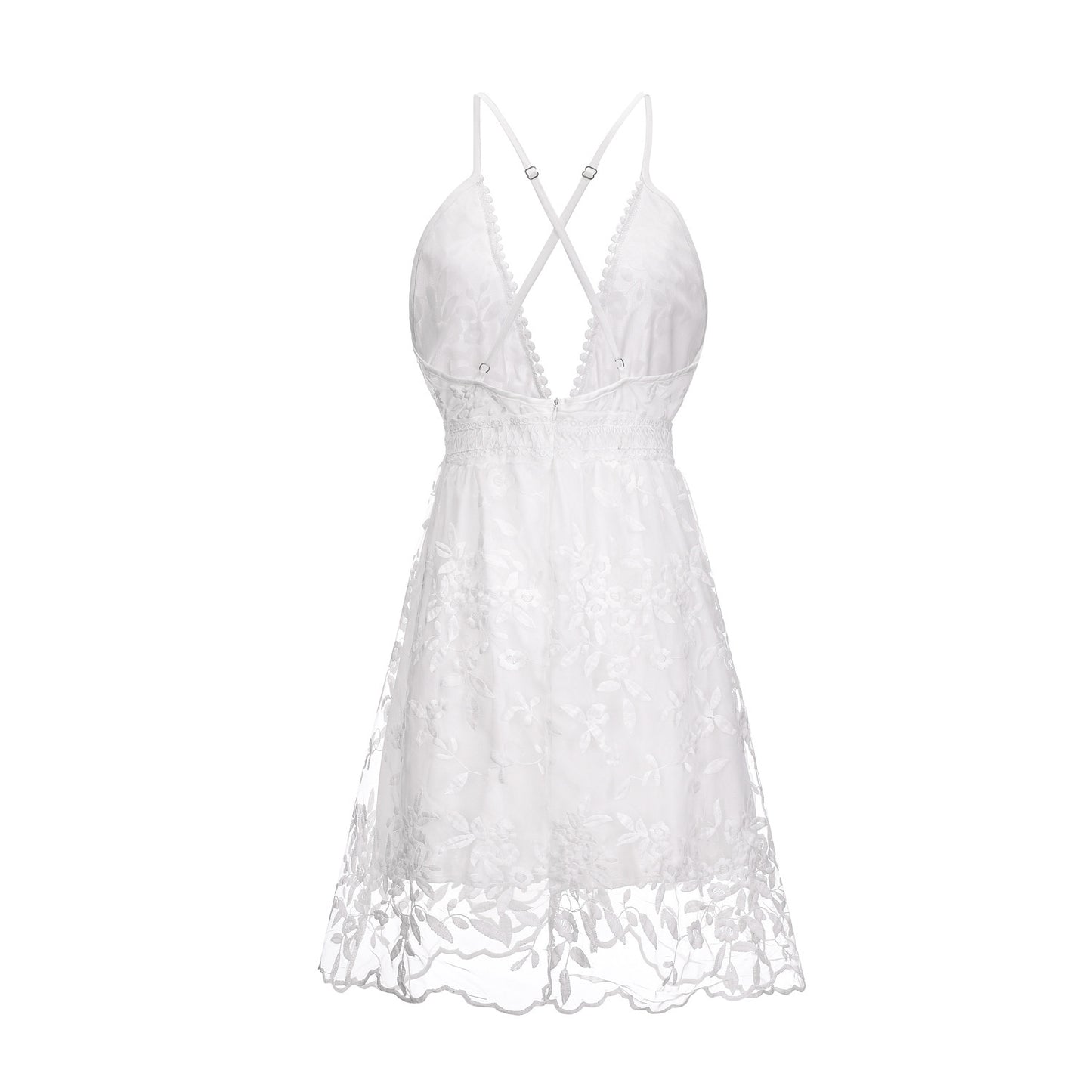 Robe blanche bohème avec broderie et dentelle