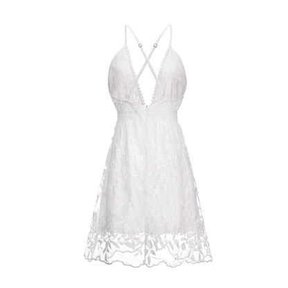Robe blanche bohème avec broderie et dentelle