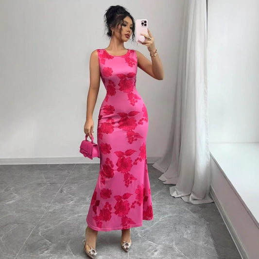 LUNA Robe Droite Sans Manches Imprimée