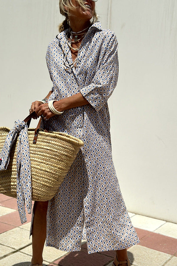 Robe Chemise Élégante à Rayures et Ceinture